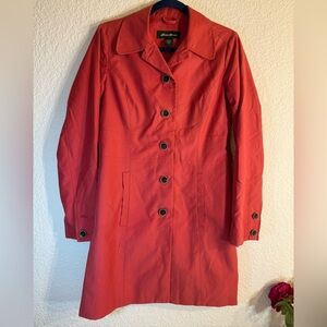 Eddie Bauer Trench Short Coat Women’s Size XS. Fully lined. Coral/Dusty Rose